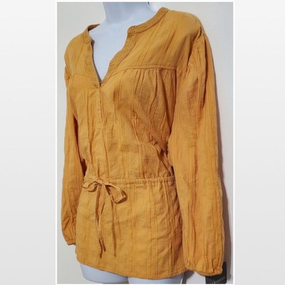 New Plus 3X Notch Neck Boho Hi Low Gold Top - Picture 8 of 16